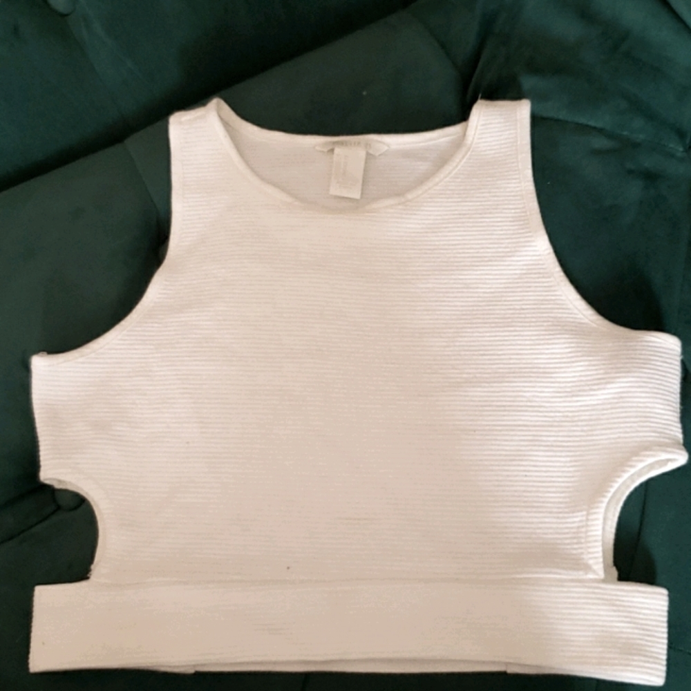 White cut out crop top
